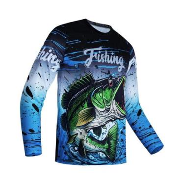 Imagem de Camisa De Pesca Masculina De Verão Anti-UV Manga Longa Com Estampa De 