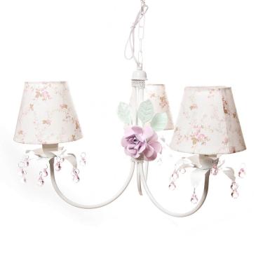 Imagem de Lustre 3L Primavera Rosa 2 Flores G Quarto Bebê Infantil