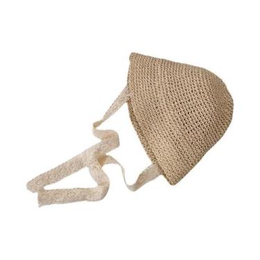 Imagem de Chapéu Panamá De Palha Para Meninas Com Laço De Renda, Boné De Praia P