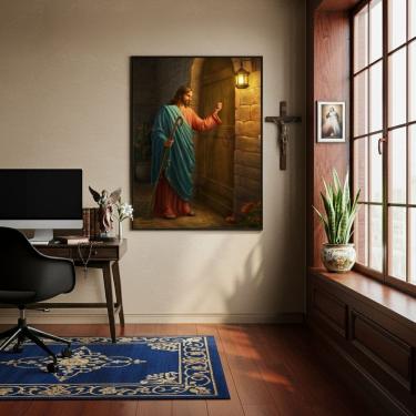 Imagem de Quadro Decorativo Jesus Batendo a Porta  - 70x50cm