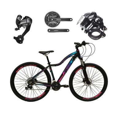 Imagem de Bicicleta Feminina aro 29 Ksw Mwza 27v Câmbios Shimano Altus Freios Hidráulicos - Preto/Pink/Azul