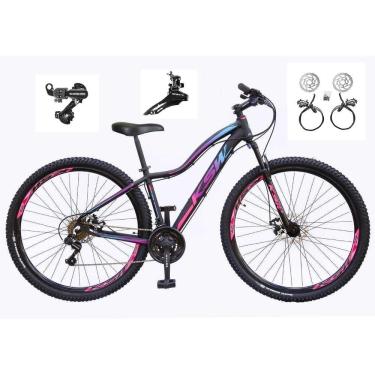 Imagem de Bicicleta Feminina aro 29 Ksw Mwza 24v Câmbios Shimano Freios Hidráulicos Garfo com Suspensão - Preto/Pink/Azul