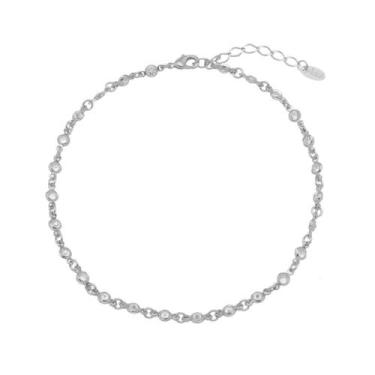 Imagem de Tornozeleira piuka mari zircônias cristal folheado em ródio branco, Ro