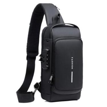 Imagem de Bolsa Masculina Transversal Crossbody com Cadeado e Saída USB-Masculino
