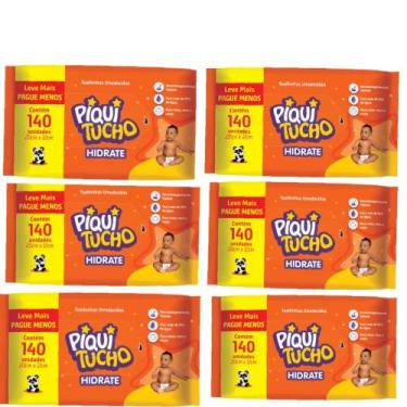Imagem de kit C/6 pacotes de Lenços Umidecido Piquitucho Hidrate cada pacote com