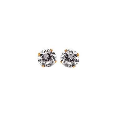 Imagem de Brinco Zircônia Brilhante 6 milímetros Tarraxa Rosca Ouro 18K 21654 K0