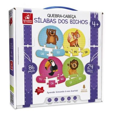 Imagem de Quebra Cabeça Pedagógico Sílabas dos Bichos Feito em Madeira - BRINCAD