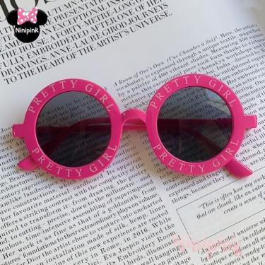 Imagem de Óculos de Sol Infantil OEM Carta Redondo Retrô Kids Roxo com Proteção UV para Crianças Pequenas
