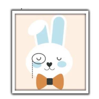 Imagem de Quadro Decorativo Infantil Coelho para Quarto de Bebê Quadrado 30x30CM em Madeira com V...