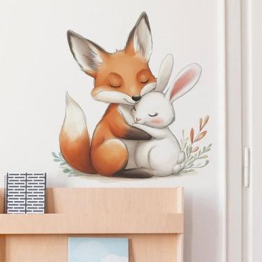 Imagem de Adesivos de parede Cartoon Fox and Rabbit PVC 39x35cm - yiweisai