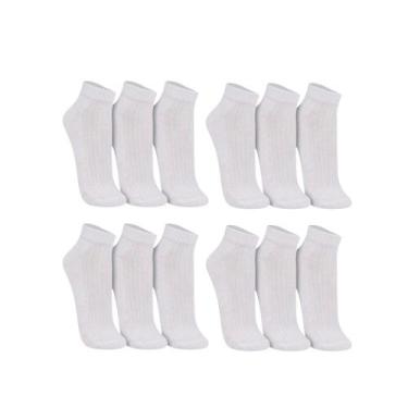 Imagem de Kit Com 12 Pares De Meias Unissex Feminino E Masculino Cano Curto Trif