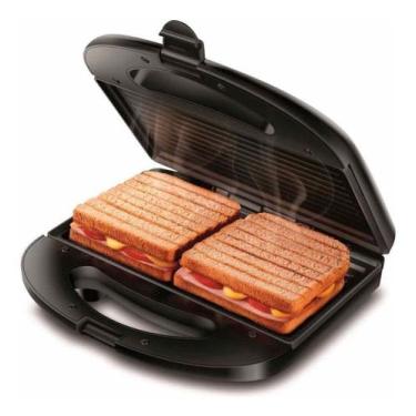 Imagem de Sanduicheira Grill Sanduicheira Elétrica Antiaderente 110v Cor Preto -