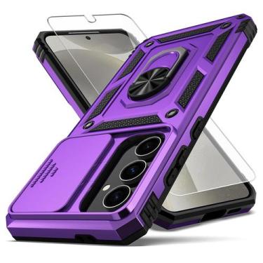 Imagem de Capa YZOK Galaxy S24 FE roxa com suporte em anel e protetor de tela