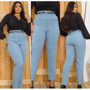Imagem de Calça Social Feminina Premium Scorpyos  Alfaiataria Elegante, Cinza, G