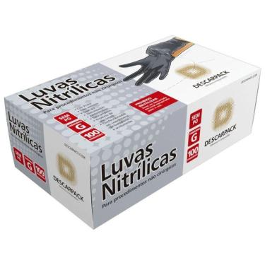 Imagem de Luva Nitrílica Descartável Descarpack sem Pó para Procedimentos Não Invasivos Preta Tam...
