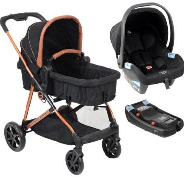 Imagem de Carrinho com Bebe Materna Preto Base Burigotto Revert 22 Preto Cobre
