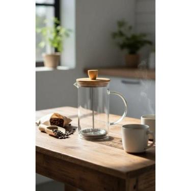 Imagem de Prensa Francesa 600ml Vidro Borossilicato & Bambu Aroma - Congratulati