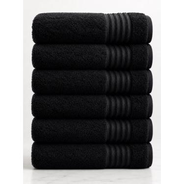 Imagem de Kit 6 Toalhas Profissional Para Salão Rosto 45 X70cm Preta - CAMESA