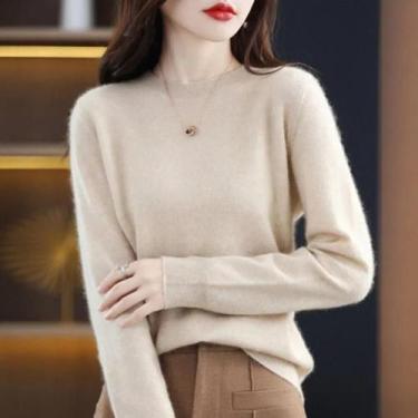 Imagem de Suéter Feminino De Tricô Gola O Quente Casual Outono Inverno Primavera