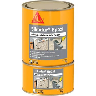Imagem de Adesivo Estrutural Sikadur Epóxi com Bi-componente e Média Viscosidade Cinza Sika Brasil 1kg