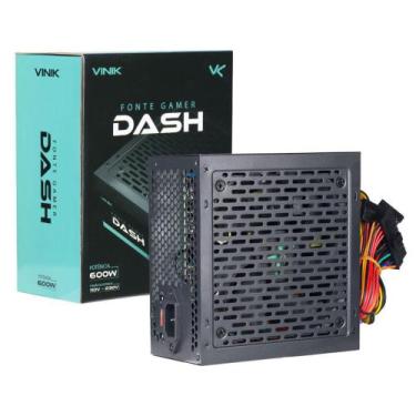 Imagem de Fonte gamer dash 600w preto - vfg600wp - VINIK, 110V