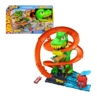 Imagem de Hot Wheels, Pista de Brinquedo T-Rex x Quartel de Bombeiros
