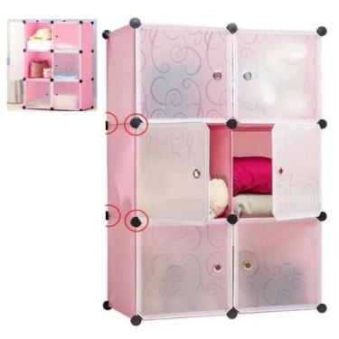 Imagem de Guarda Roupa Modular Rosa Armario Com 6 Divisórias Organizador De Roup