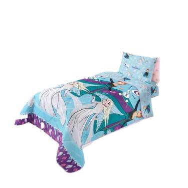 Imagem de Edredom Dupla Face Microfibra Solteiro Estampado Frozen 1,50 m x 2,20 m Com 1 peça
