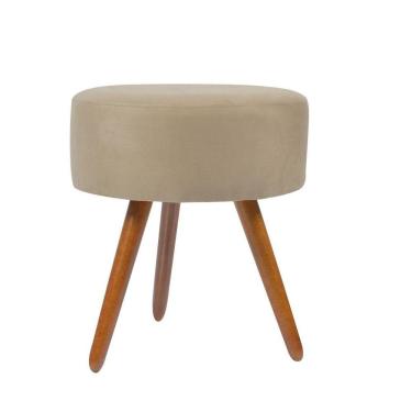 Imagem de Pufe Puff Puf Para Decoração Hall De Entrada Suede Bege Luxo