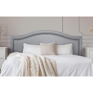 Imagem de Cabeceira Casal Curva 140x60cm Courino Cinza - Tachas Fumê