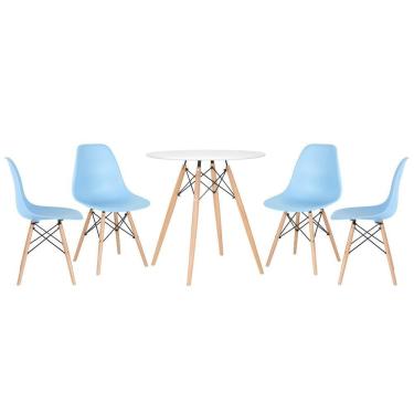 Imagem de KIT - Mesa redonda Eames 70 cm branco + 4 cadeiras Eiffel DSW