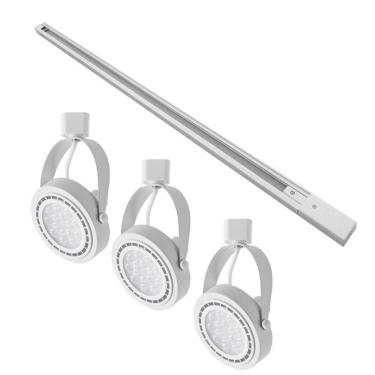Imagem de Kit Trilho 1 Metro com 3 Spots Nordecor Merah AR111 GU10 Bivolt Branco