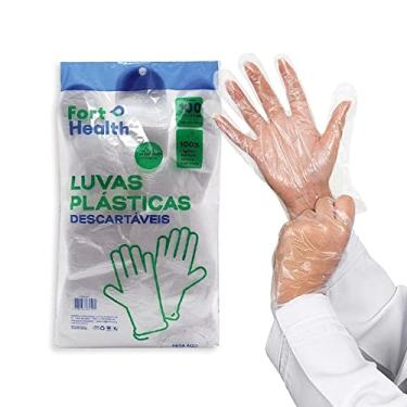 Imagem de Luva Plástica Descartável Transparente p/Restaurante Self-Service 100 Un