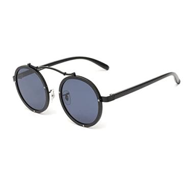 Imagem de Round Metal Sunglasses For Man Female Black Polarized UV400 Sun Glasses Punk Gothic Steampunk Eyewear,Matt Black Black,china