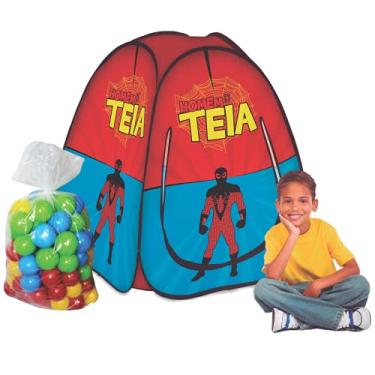 Imagem de Fabrincando Ideias Toca Barraca Infantil Pop Up com 50 Bolinhas Homem Teia