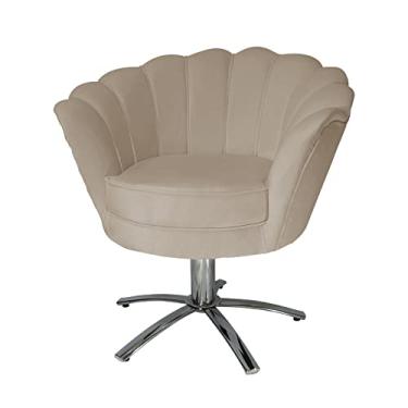 Imagem de Poltrona Decorativa Pétala Pés Metal Giratório Suede Capuccino - DS Estofados