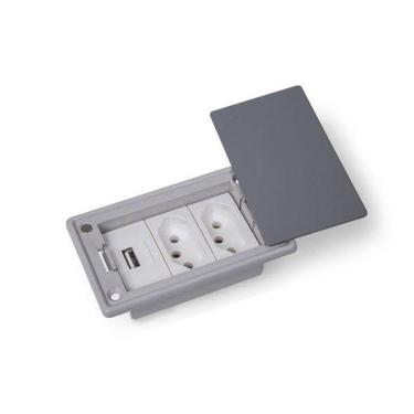 Imagem de Caixa De Embutir Abs Facility 3 Blocos Sem Bloco - Cinza -