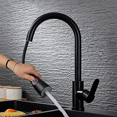 Imagem de Torneiras de cozinha córrego de latão de alça única torneira de pia de cozinha rotação ouro cromo preto misturador guindaste, preto, china