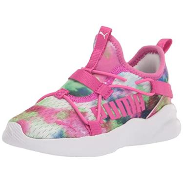 Imagem de PUMA Tênis infantil unissex com estampa Rift Slip on All Over, Puma Branco-ultra magenta-bluemazing, 2 Little Kid