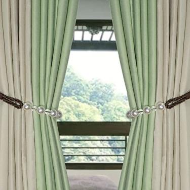 Imagem de 1 peça cortina tieback bling acessórios de atadura Suporte de cortinas fivela corda de gravata decorativa para casa, café escuro, 2 peças