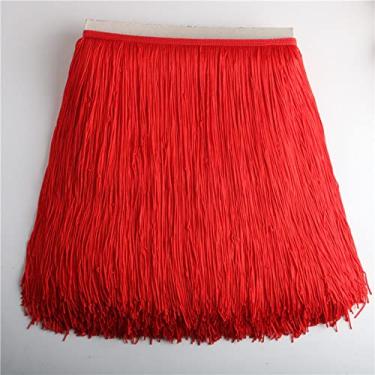 Imagem de 10 jardas/lote 30 cm de comprimento franja de renda guarnição de borla para diy vestido latino acessórios de roupas de palco fita de renda, vermelho, 10 jardas