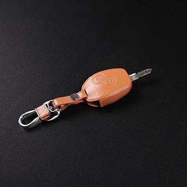 Imagem de CSHU Porta-chaves em couro Porta-chaves do carro Capa Porta-chaves Anel Bolsa para chaves, adequado para Renault Clio Scenic Megane Duster Sandero Koleos Captur Twingo, Um estilo marrom