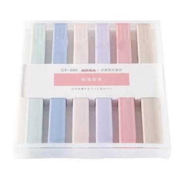 Imagem de sharprepublic Conjunto de canetas marcadoras Kawaii para escrever 6 peças Caneta fluorescente para diário DIY Álbum de fotos Material escolar Presentes de menina de - uma