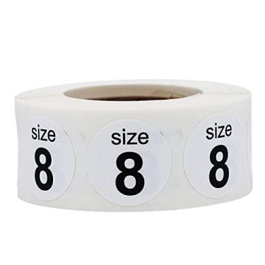 Imagem de Adesivos de tamanho de sapato de 1,9 cm, White Size 8, 3/4" Circle
