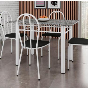 Imagem de Conjunto Mesa e 4 Cadeiras Monique Artefamol Branco/Preto