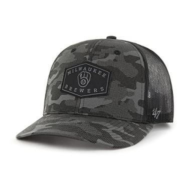Imagem de '47 Boné masculino MLB Tonal Camo Convoy Trucker Snapback ajustável - Carvão, Cervejeiras Milwaukee, Tamanho �nica
