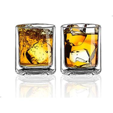 Imagem de Sun's Tea Copos de Whisky Isolados de Parede Dupla | Copos Clássicos Scotch | Copos Bourbon Rocks (265 ml, Conjunto de 2) - Estilo Manhattan