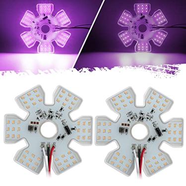 Imagem de Partsam 2 peças ultrafinas estilo hexagonal função dupla interior 54 diodos LED Air Breather Light 12,2 cm lâmpada decorativa de limpeza de ar para caminhões Peterbilt Kenworth Freightliner, reboques, RVs IP67 12-30V (roxo)
