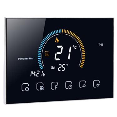 Imagem de Termostato inteligente, Tela LCD Touch Screen 6 Stage Programmable Smart Thermostats para suporte doméstico Controle de voz do aplicativo de telefonia móvel, 1℃ ou 1℉ Termostatos Home de Alta Precisão