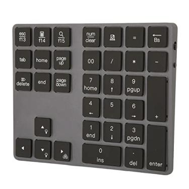 Imagem de Teclado numérico sem fio, 34 teclas Bluetooth 5.0 teclado numérico ultrafino Mini teclado de liga de alumínio retroiluminado de 7 cores para Windows para sistema operacional